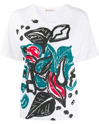 Marni Camiseta con estampado floral - Blanco