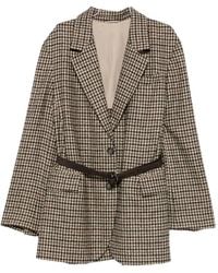 Brunello Cucinelli - Check-Pattern Belted Blazer - Lyst
