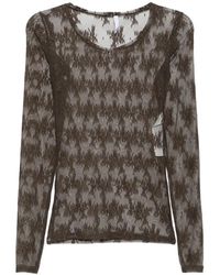 Imperial - Floral-Lace Long-Sleeve Top - Lyst