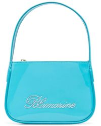 Blumarine - Light- Patent Finish Mini Bag With Rhinestone-Embellished Logo - Lyst