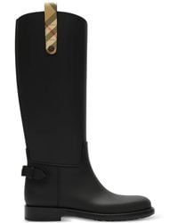 Burberry - Cavalier Check-Detail Boots - Lyst