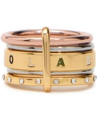 Bimba Y Lola - Multi- Metal Banded Ring With Multicolored Logo Crystals - Lyst
