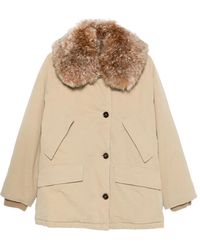 Prada - Abrigo con ribete de pelo artificial - Lyst