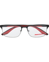 Prada - Eckige Brille Mit Logo-Schild - Lyst