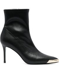 Versace - 100mm Logo-engraved Pointed-toe Boots - Lyst