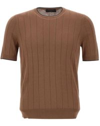 Gran Sasso - Ribbed-Knit Silk T-Shirt - Lyst