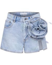 Area - Shorts Denim Con Applicazione A Fiori - Lyst