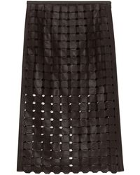 St. John - Interwoven Leather Midi Skirt - Lyst