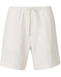Wales Bonner - Gestreifte Shorts Aus Leinen - Lyst