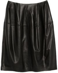 TOTEME - Pleated Leather Midi Skirt - Lyst
