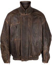 Manokhi - High-neck Leather Jacket - Lyst