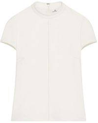 Courreges - Blouse En Crêpe À Manches Courtes - Lyst