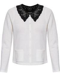 LoveShackFancy - Lace Collared Pocket Cardigan - Lyst