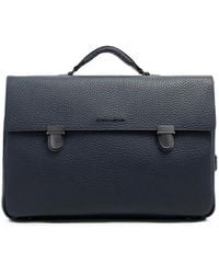 Piquadro - Grained-Leather Laptop Bag - Lyst