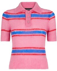 DSquared² - Striped Brushed-knit Polo Top - Lyst