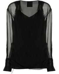 Givenchy - Long-Sleeve Silk Wrap Blouse - Lyst