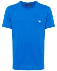 Emporio Armani - T-shirt en coton à logo brodé - Lyst