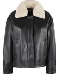 Seventy - Shearling-Collar Leather Jacket - Lyst