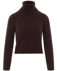 Alpha Studio - High-Neck Ribbed-Trim Sweater - Lyst