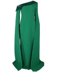 Safiyaa - One-Shoulder Split-Sleeve Maxi Dress - Lyst