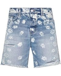 Amiri - Bleach Bandana-Print Denim-Shorts - Lyst
