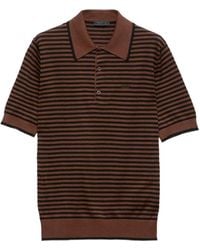 Prada - Striped Cotton Polo Shirt - Lyst