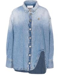 The Attico - Logo-Embroidered Button-Up Denim Shirt - Lyst