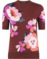 Dolce & Gabbana - Floral Pattern Knitted Silk Top - Lyst