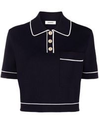 Sandro - Cropped Waffle-knit Polo Top - Lyst