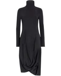 High - Vestido Midi Scattering Asimétrico Drapeado Con Cuello Alto - Lyst