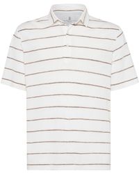 Brunello Cucinelli - Striped Linen-cotton Polo Shirt - Lyst