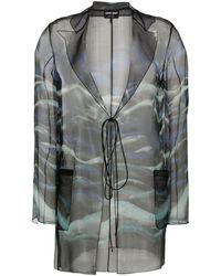 Giorgio Armani - Abstract-Print Silk Blouse - Lyst