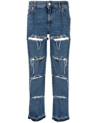 McQueen - Distressed Cropped Jeans - Lyst