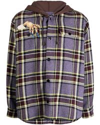 Undercover - Check-pattern Slouch-hood Shirt Jacket - Lyst