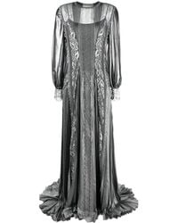 Alberta Ferretti - Metallic Jacquard Lace Cuff Gown - Lyst