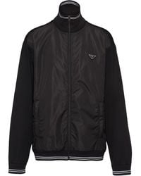 Prada - Triangle-Logo Panelled Bomber Jacket - Lyst