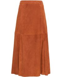 Polo Ralph Lauren - Jupe Mi-Longue En Daim À Coupe Évasée - Lyst