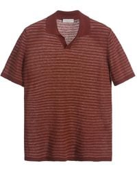 Roberto Collina - Striped Polo Colar T-Shirt - Lyst