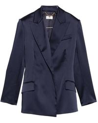 Elisabetta Franchi - Satin-Finish Belted Blazer - Lyst