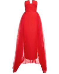 V:PM ATELIER - Schulterfreies Kleid mit Tüll-Overlay - Lyst