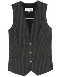 MM6 by Maison Margiela - Pinstripe-Pattern Sleeveless Waistcoat - Lyst