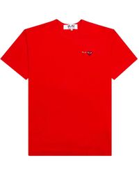 COMME DES GARÇONS PLAY - Double Small Heart-Appliquéd Cotton-Jersey T-Shirt - Lyst