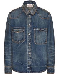 Valentino Garavani - V-Detail Denim Shirt - Lyst