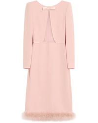 Valentino Garavani - Cady Couture Midi Dress With Feathers - Lyst