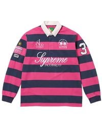 Supreme - La Martina Striped Logo-Embroidered Rugby Shirt - Lyst