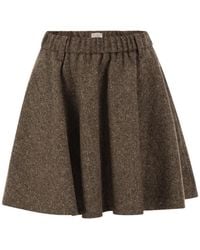 Brunello Cucinelli - Virgin Wool Donegal Mini Circle Skirt With Monili - Lyst
