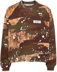 MSGM - Paint-splatter Cotton Sweatshirt - Lyst
