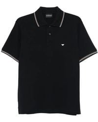 Emporio Armani - Stripe-Trim Polo Shirt - Lyst