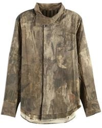 Ziggy Chen - Abstract-Print Layered-Hem Shirt - Lyst