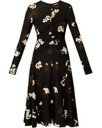Erdem - Long-Sleeve Draped Midi Dress - Lyst